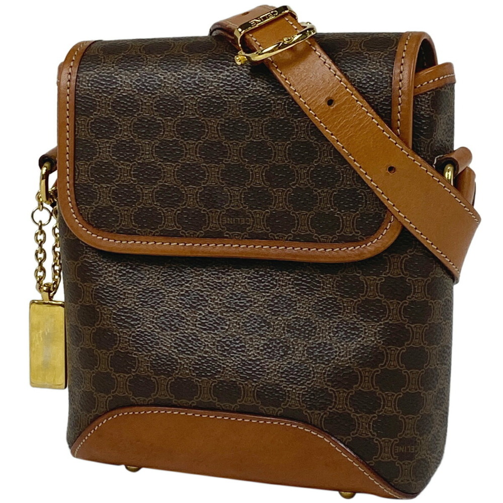 Celine Macadam shoulder bag logo canvas brown